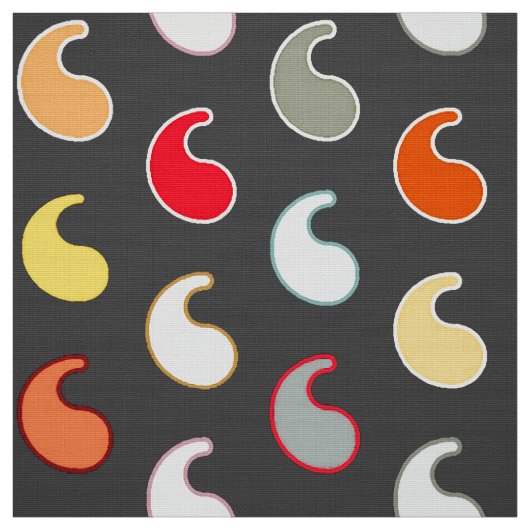 Koolsteengrijs multi, geschetste paisley stof (Swatch)
