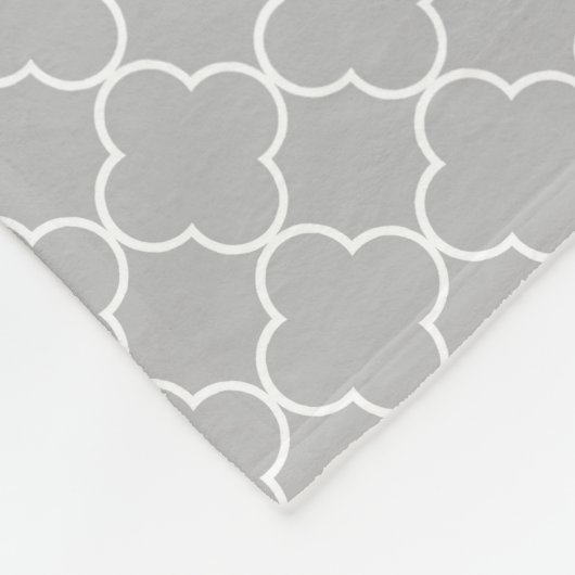 Koolsteengrijs Quatrefoil Patroonmonogram Blanket Fleece Deken (Hoek)