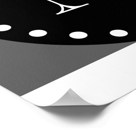 Koolsteengrijs White Stripes Pattern, Black Monogr Poster (Hoek)