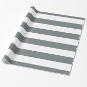 Koolsteengrijs, wit XL Stripes Patroon Cadeaupapier (Uitgerold)