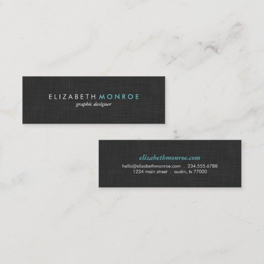Koolsteengrijze linnen textuur Stijlvol Eenvoudig Mini Visitekaartje (Voorkant / Achterkant)