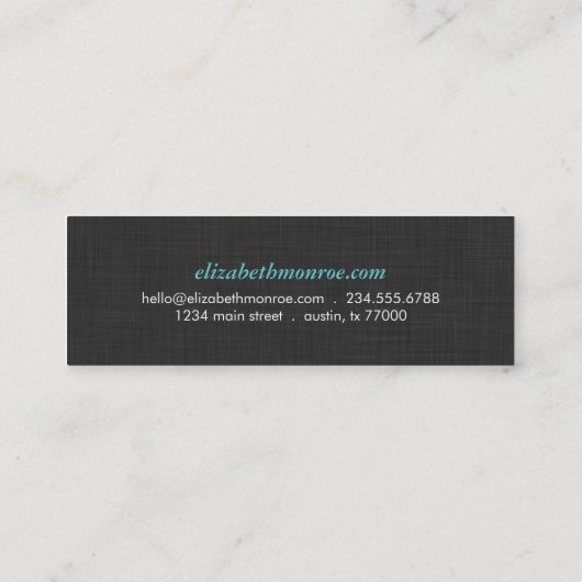 Koolsteengrijze linnen textuur Stijlvol Eenvoudig Mini Visitekaartje (Achterkant)