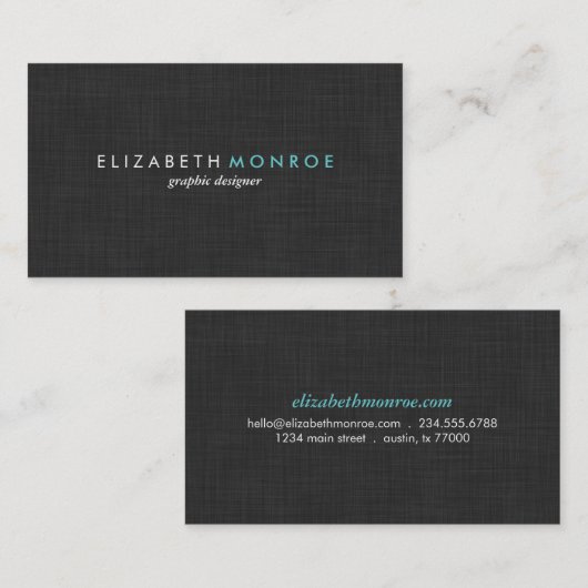Koolsteengrijze linnen textuur Stijlvol Eenvoudig Visitekaartje (Voorkant / Achterkant)
