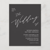 Koolsteengrijze QR-code in één modern huwelijk Uitnodiging Briefkaart (Voorkant)