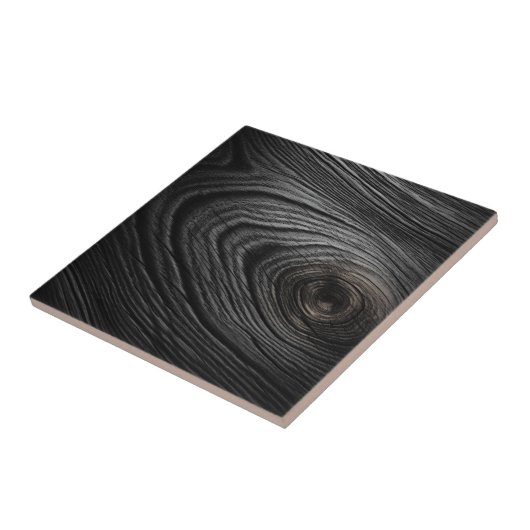 Koolsteenkool Zwarte Houtkorreltextuur Tegeltje (Zijkant)