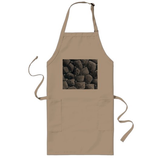 Koolsteenkoollange khaki chef apron lang schort (Voorkant)