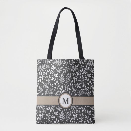 Koolsteenroosterwinter botanisch met monogram tote bag (Voorkant)