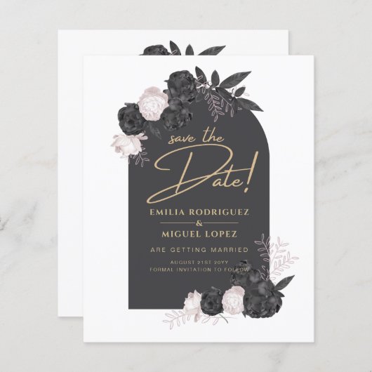 Koolsteenroze roze rozen bruiloft BEWAREN DATUM (Voorkant / Achterkant)