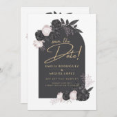 Koolsteenroze roze rozen bruiloft BEWAREN DATUM Kaart (Voorkant / Achterkant)