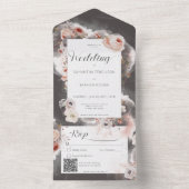 Koolsteenzwart en roze KR-code All In One Uitnodiging (Binnen)