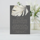 Koolstof crème Pampas Grass Floral Oerwoud Wedding Informatiekaartje (Staand voorkant)