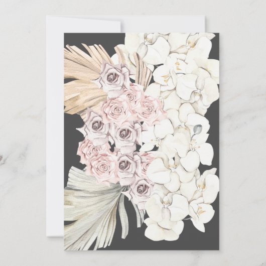 Koolstof crème Pampas Grass Floral Oerwoud Wedding Kaart (Achterkant)