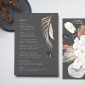 Koolstof crème Pampas Grass Floral Oerwoud Wedding Menu