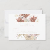 Koolstof crème Pampas Grass Floral Oerwoud Wedding RSVP Kaartje (Voorkant)
