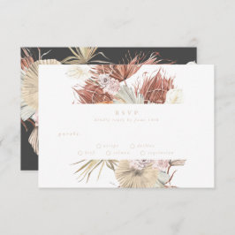 Koolstof crème Pampas Grass Floral Oerwoud Wedding RSVP Kaartje