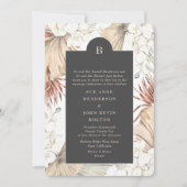 Koolstof crème Pampas Wreath Floral Border Wedding Kaart (Voorkant)