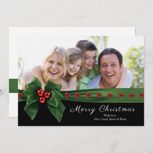 Koolstof en heilige, groene en rode kerstKaart (Voorkant / Achterkant)