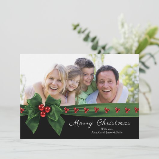 Koolstof en heilige, groene en rode kerstKaart (Staand voorkant)