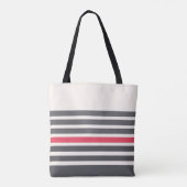 Koolstof en rode roos moderne strepen, aangepaste tote bag (Achterkant)