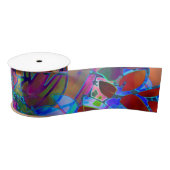 Koolstof Floral Abstract Glas in lood Satijnen Lint (Spoel)