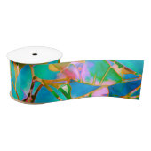 Koolstof Floral Abstract Glas in lood Satijnen Lint (Spoel)