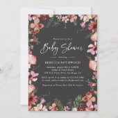 Koolstof geperste Floral Baby Girl Shower Kaart (Voorkant)