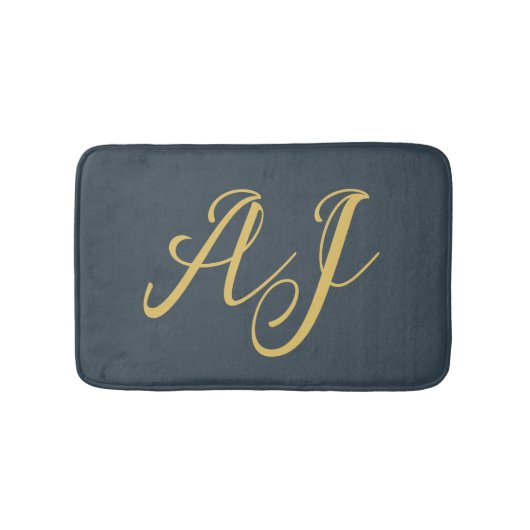 Koolstof Goud Kleur Monogram Professioneel Initiaa Badmat (Voorkant)