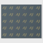 Koolstof Goud Kleur Monogram Professioneel Initiaa Cadeaupapier (Vlak)