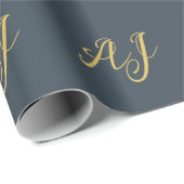 Koolstof Goud Kleur Monogram Professioneel Initiaa Cadeaupapier (Rol Hoek)