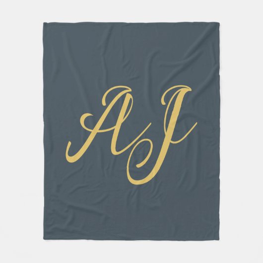 Koolstof Goud Kleur Monogram Professioneel Initiaa Fleece Deken (Voorkant)