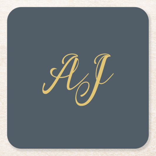 Koolstof Goud Kleur Monogram Professioneel Initiaa Kartonnen Onderzetters (Voorkant)