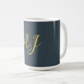 Koolstof Goud Kleur Monogram Professioneel Initiaa Koffiemok (Voorkant rechts)