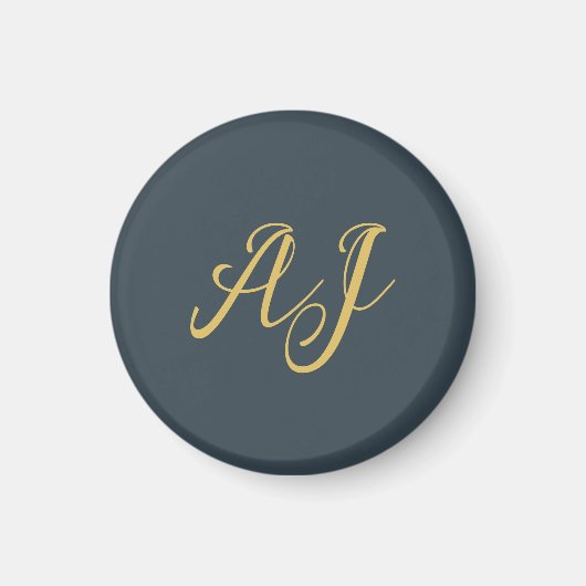 Koolstof Goud Kleur Monogram Professioneel Initiaa Magneet (Voorkant)
