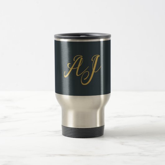 Koolstof Goud Kleur Monogram Professioneel Initiaa Reisbeker (Center)