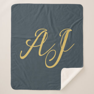 Koolstof Goud Kleur Monogram Professioneel Initiaa Sherpa Deken