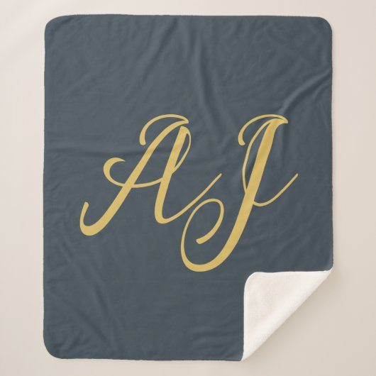 Koolstof Goud Kleur Monogram Professioneel Initiaa Sherpa Deken (Voorkant)