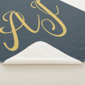 Koolstof Goud Kleur Monogram Professioneel Initiaa Sherpa Deken (3/4)