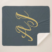 Koolstof Goud Kleur Monogram Professioneel Initiaa Sherpa Deken (Voorkant (horizontaal))