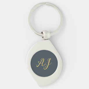 Koolstof Goud Kleur Monogram Professioneel Initiaa Sleutelhanger