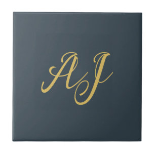 Koolstof Goud Kleur Monogram Professioneel Initiaa Tegeltje