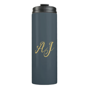 Koolstof Goud Kleur Monogram Professioneel Initiaa Thermosbeker