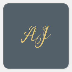 Koolstof Goud Kleur Monogram Professioneel Initiaa Vierkante Sticker