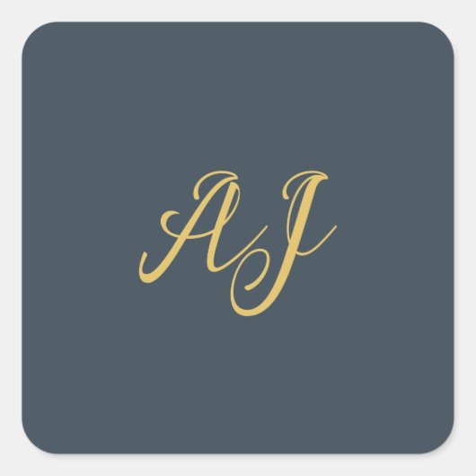 Koolstof Goud Kleur Monogram Professioneel Initiaa Vierkante Sticker (Voorkant)