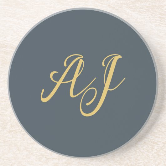 Koolstof Goud Kleur Monogram Professioneel Initiaa Zandsteen Onderzetter (Voorkant)