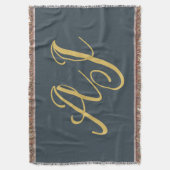 Koolstof Goud Kleur Monogram Professionele Initiaa Deken (Voorkant Verticaal)