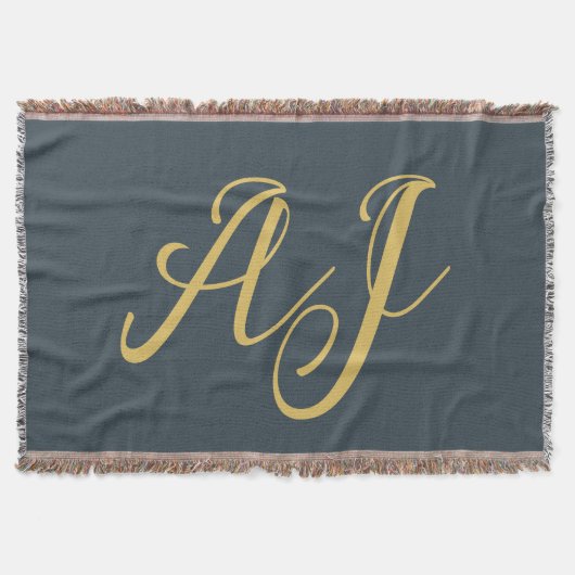 Koolstof Goud Kleur Monogram Professionele Initiaa Deken (Voorkant)