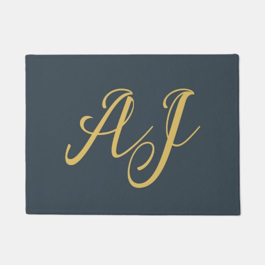 Koolstof Goud Kleur Monogram Professionele Initiaa Deurmat (Voorkant)