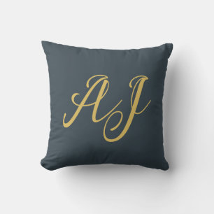 Koolstof Gouden Kleur Monogram Professioneel Initi Kussen