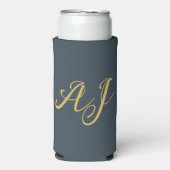 Koolstof Gouden Kleur Monogram Professioneel Initi Seltzer Blikjeskoeler (Seltzer Voorkant)
