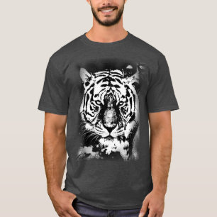 Koolstof Heather Color Tiger Head Elegant Sjabloon T-shirt